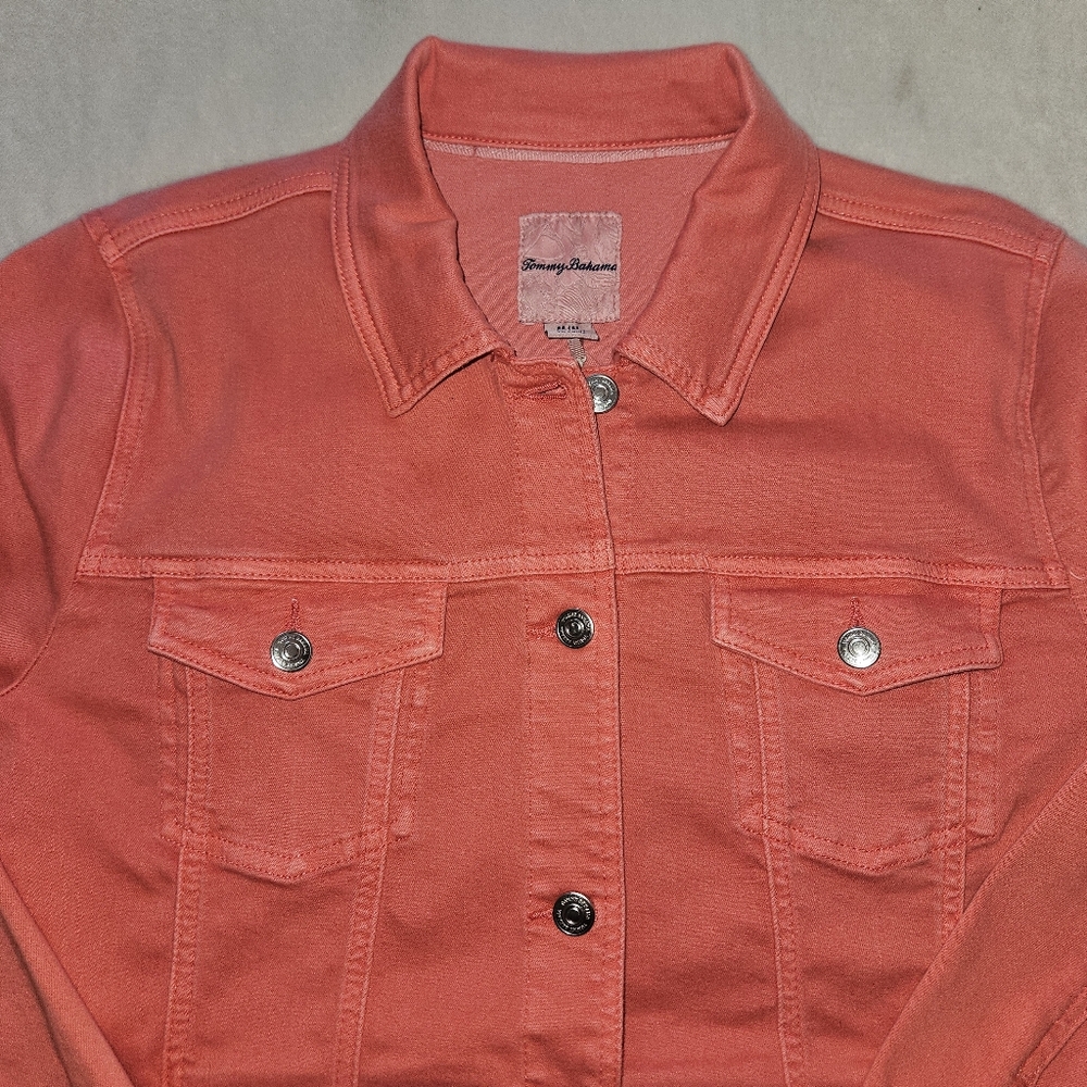 Tommy Bahama Leila Mineral Wash Button Front Denim Jacket: Lt Pomodoro: Medium - Picture 2 of 12